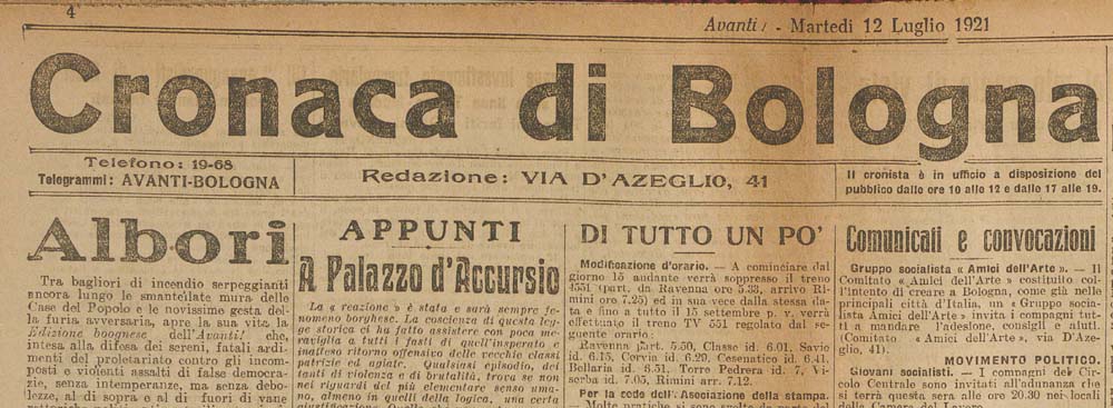 Inchiostro e fiamme Cronaca bolognese dell Avanti 1921 1922